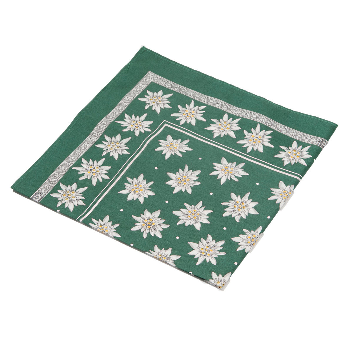Original Glarner Tüechli Edelweiss 50 x 50 cm und Bandana 70 x 70 cm flaschengrün glarner tüechli edelweiss flaschengrün