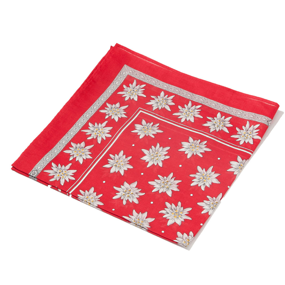 Original Glarner Tüechli Edelweiss 50 x 50 cm und Bandana 70 x 70 cm rot glarner tüechli edelweiss rot