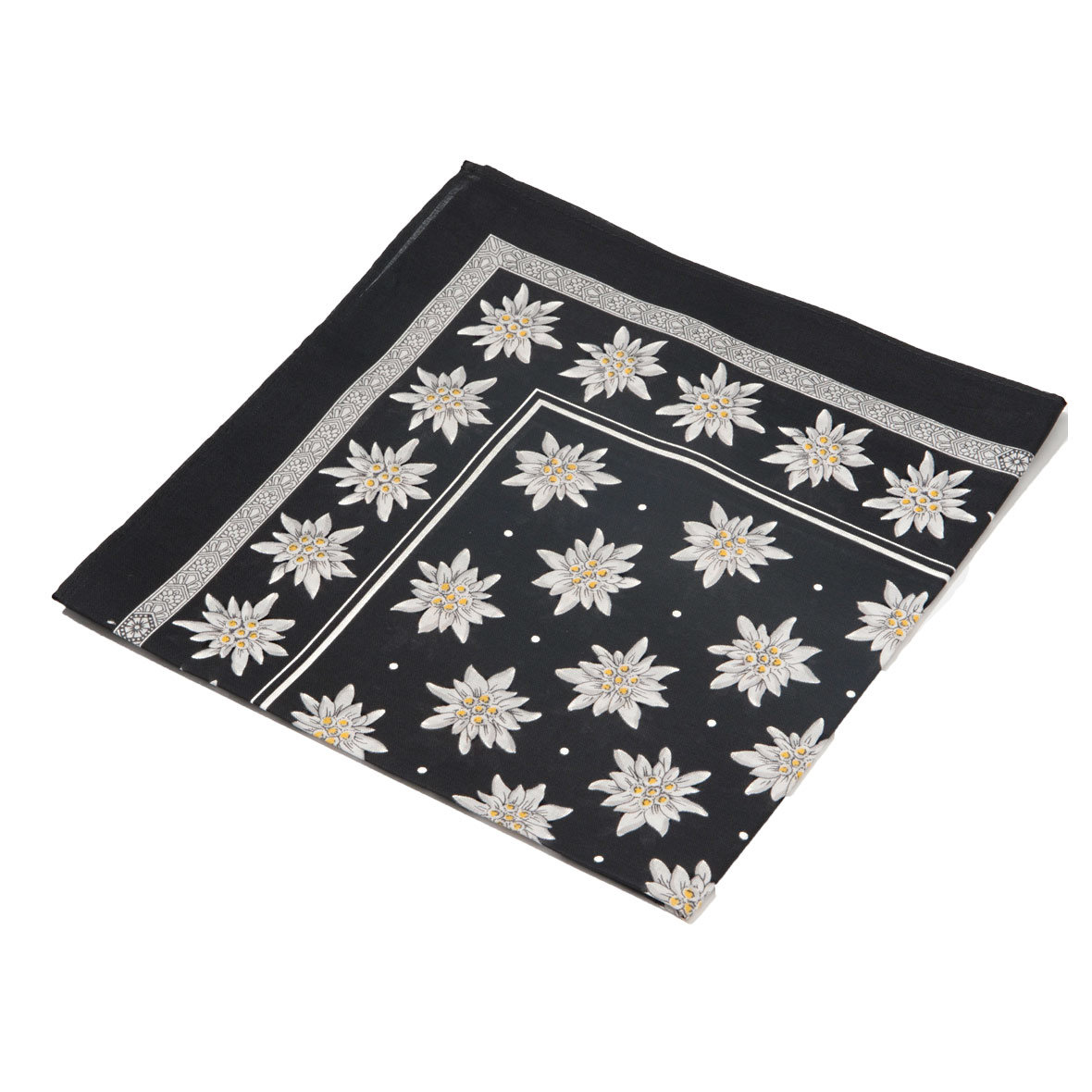 Original Glarner Tüechli Edelweiss 50 x 50 cm und Bandana 70 x 70 cm schwarz glarner tüechli edelweiss schwarz