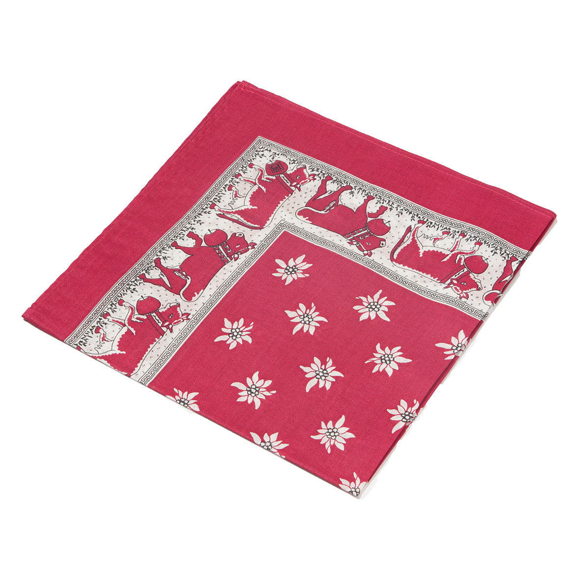 Original Glarner Tüechli Edelweiss und Kühe 50 x 50 cm in Bordo glarner tüechli edelweiss/kühe bordo