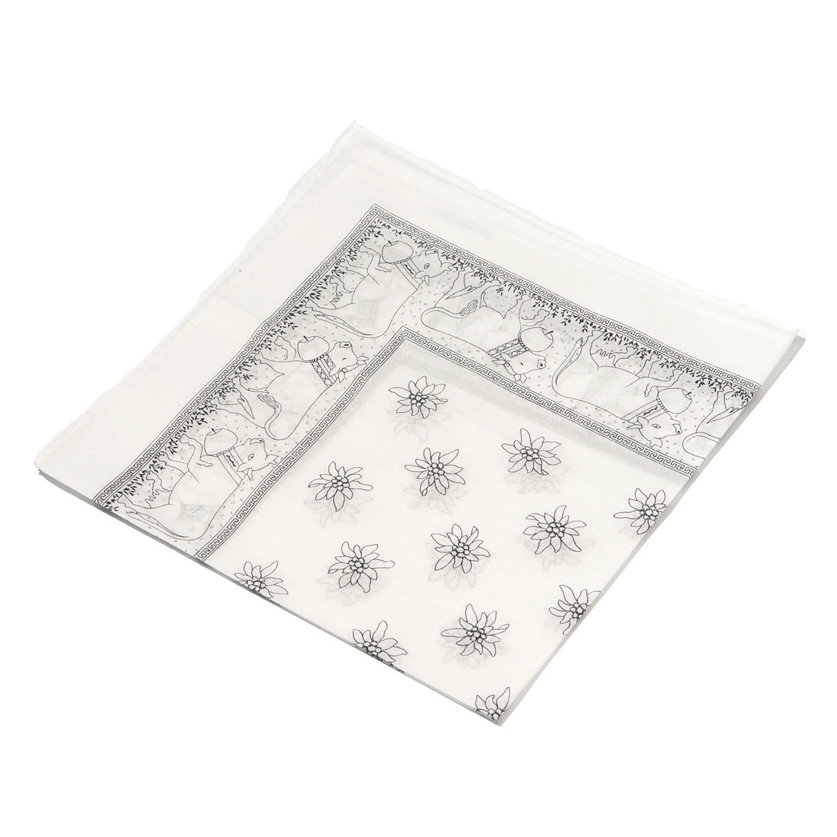 Original Glarner Tüechli Edelweiss und Kühe 50 x 50 cm in Weiss glarner tüechli edelweiss/kühe weiss