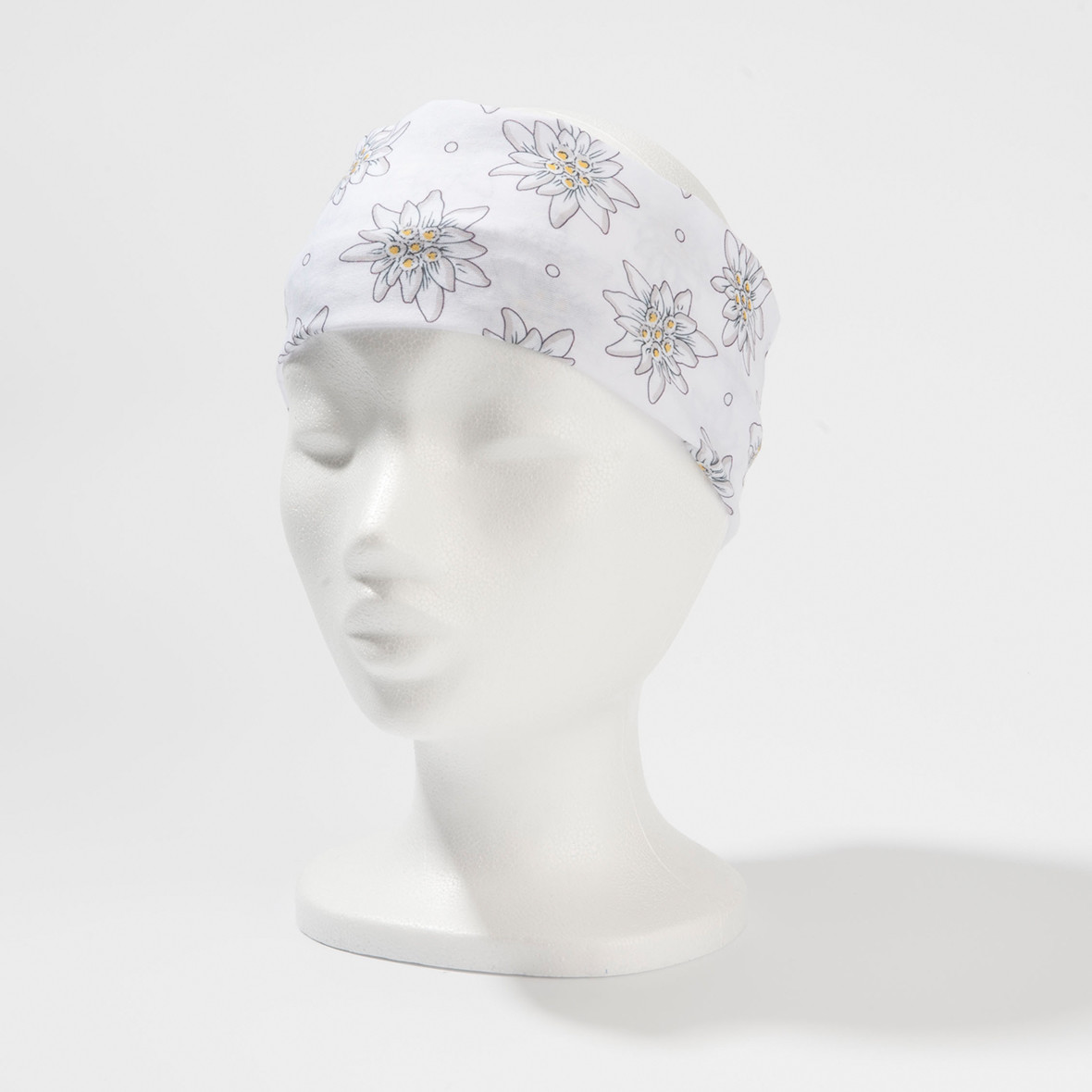 Original Glarner Tüechli Stirnband Weiss mit Edelweiss stirnband edelweiss weiss
