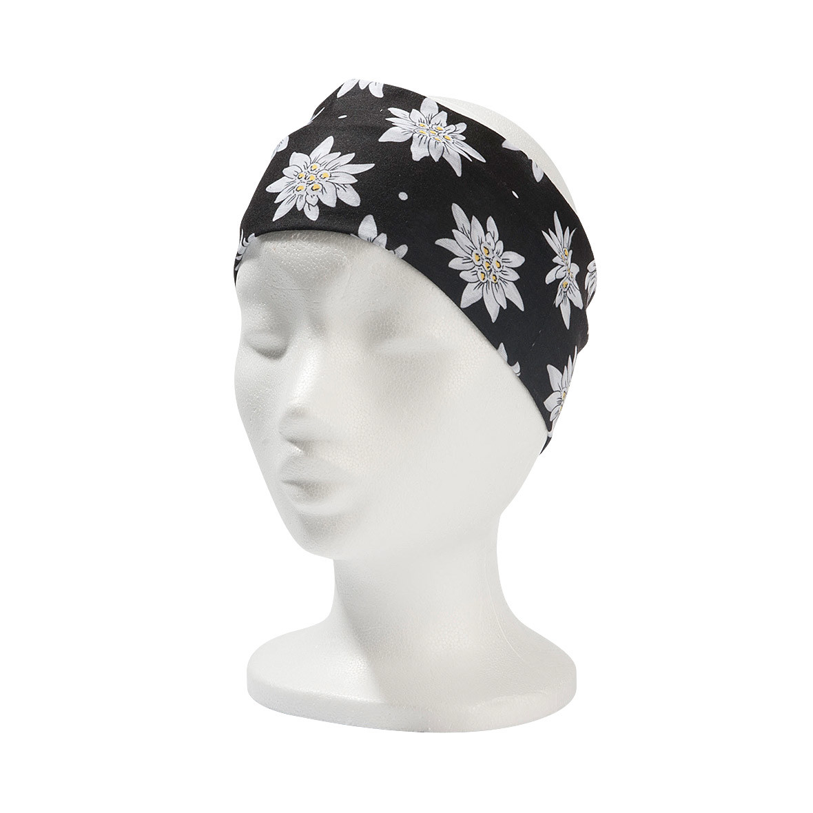 Original Glarner Tüechli Stirnband Schwarz mit Edelweiss stirnband edelweiss schwarz