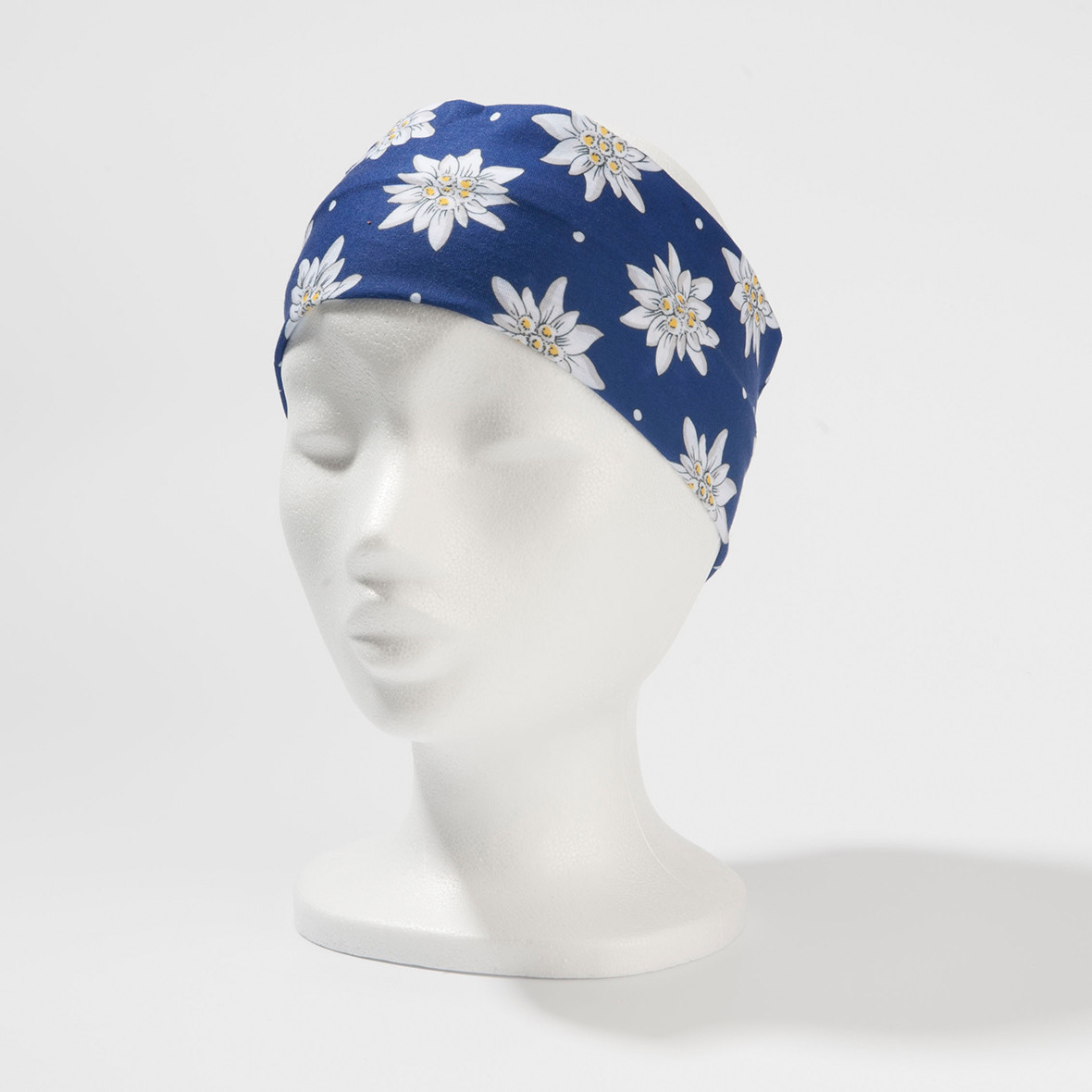 Original Glarner Tüechli Stirnband Indigo mit Edelweiss stirnband edelweiss indigo