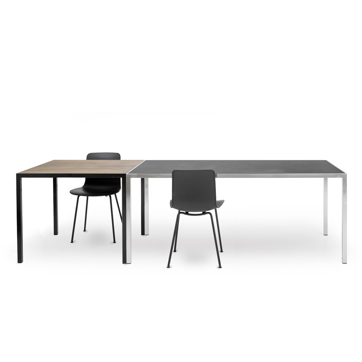 MF-Tische gross und klein mf tische gross (linol schwarz) und klein (nussbaum furniert) von mf system
