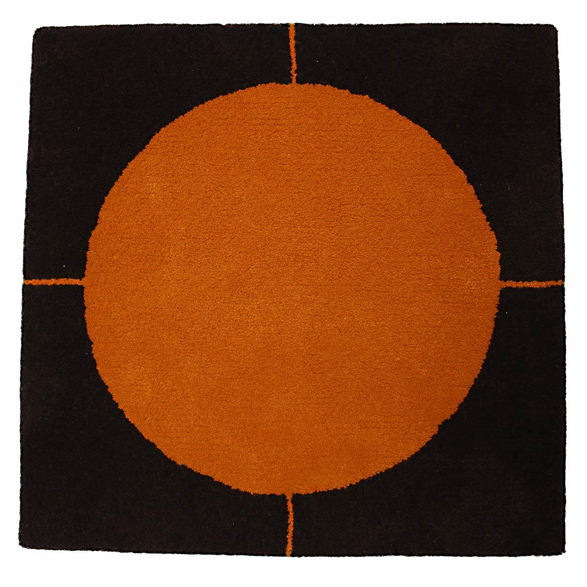 Jassteppich modern aus Schnurwolle – dunkelbraun – orangegelb jassteppich modern schnurwolle dunkelbraun orangegelb