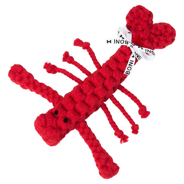 Handgeknüpftes Hundespielzeug hugo hummer 25 cm laboni1