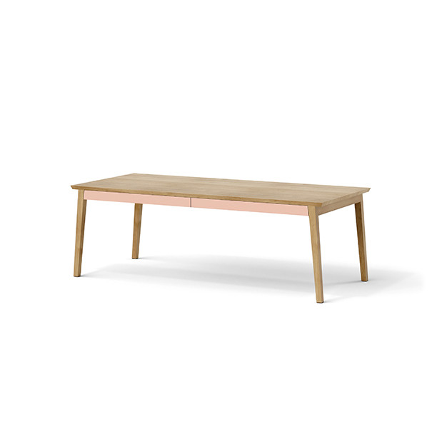 Schubladentisch Pavo Eiche und farbig schubladentisch pavo eiche massiv rosa oesch innenausbau