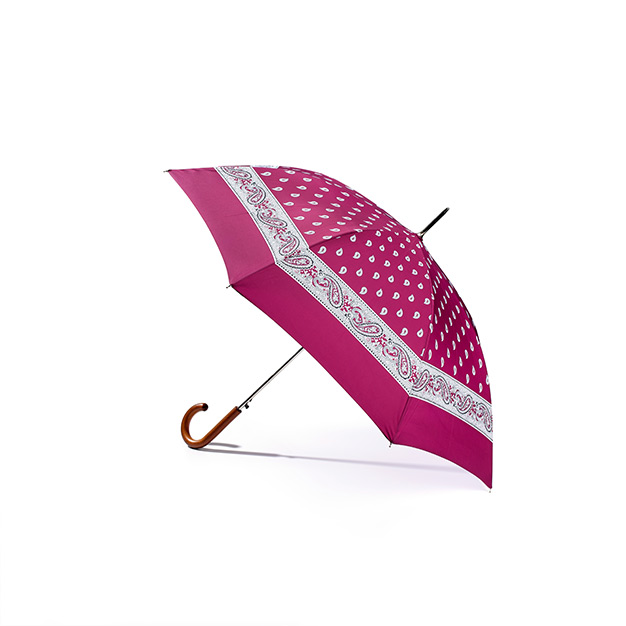 Regenschirm mit Griff – Glarner Paisley-Motiv – fuchsia – automatischer Handöffner regenschirm glarner paisley motiv fuchsia handöffner