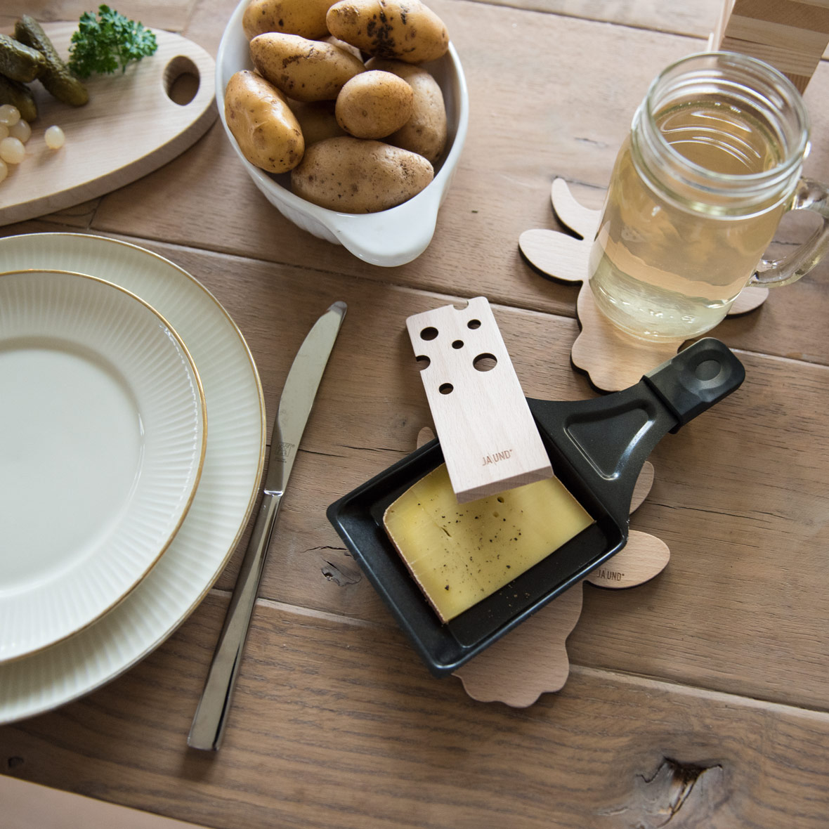 Raclette-Schaber Buchenholz jaund stiftung arwole raclette holz schaber