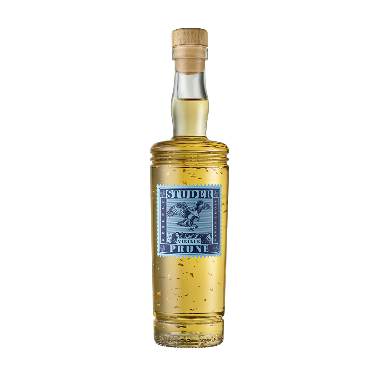 Vieilles Prune 35 cl mit 24 Karat Goldflitter Studer Distillerie – Réserve Baron Louis vieilles prune 35 cl mit 24 karat goldflitter studer distillerie – réserve baron louis
