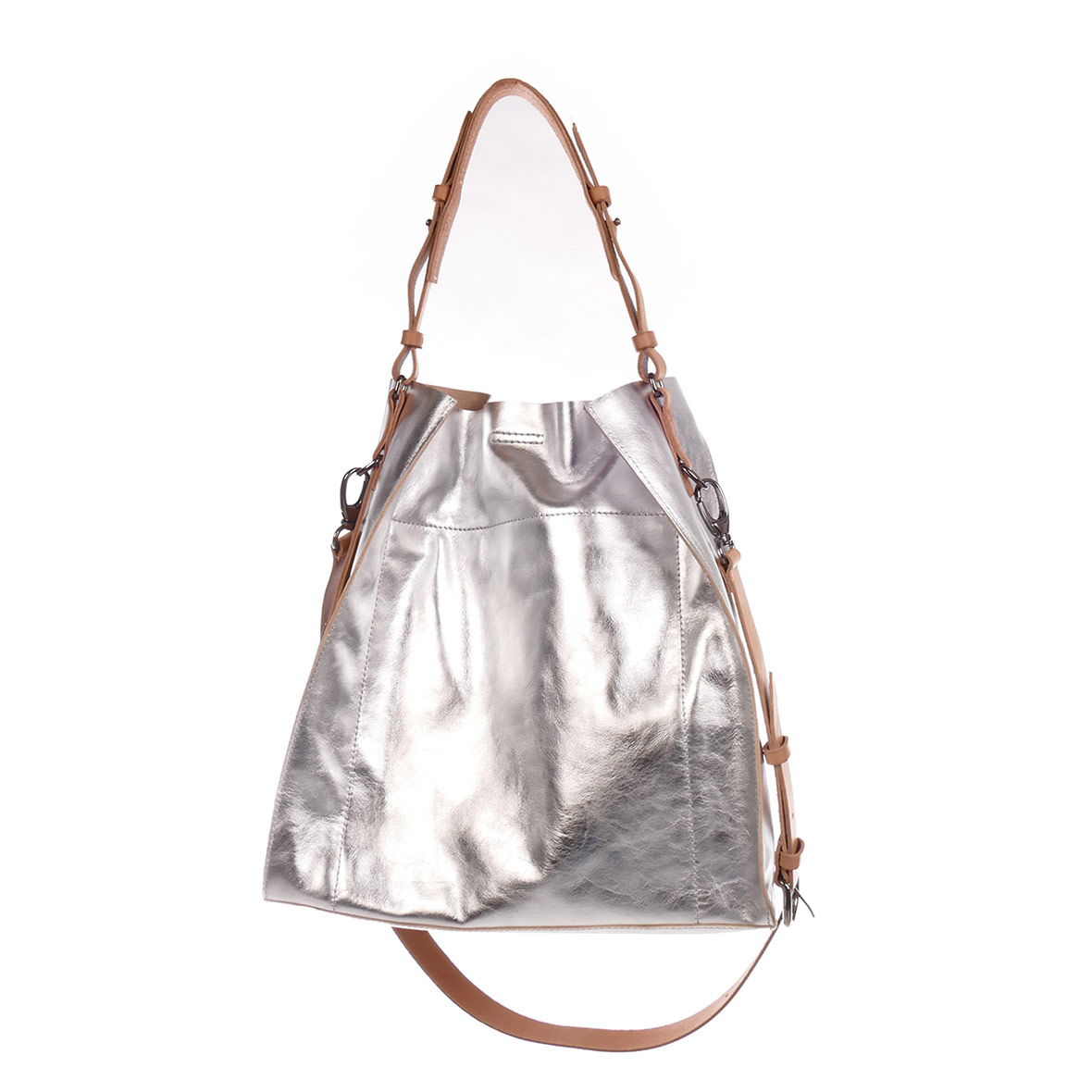 Flechttasche Silber Umhängetasche Tote Aus Leder Handmade