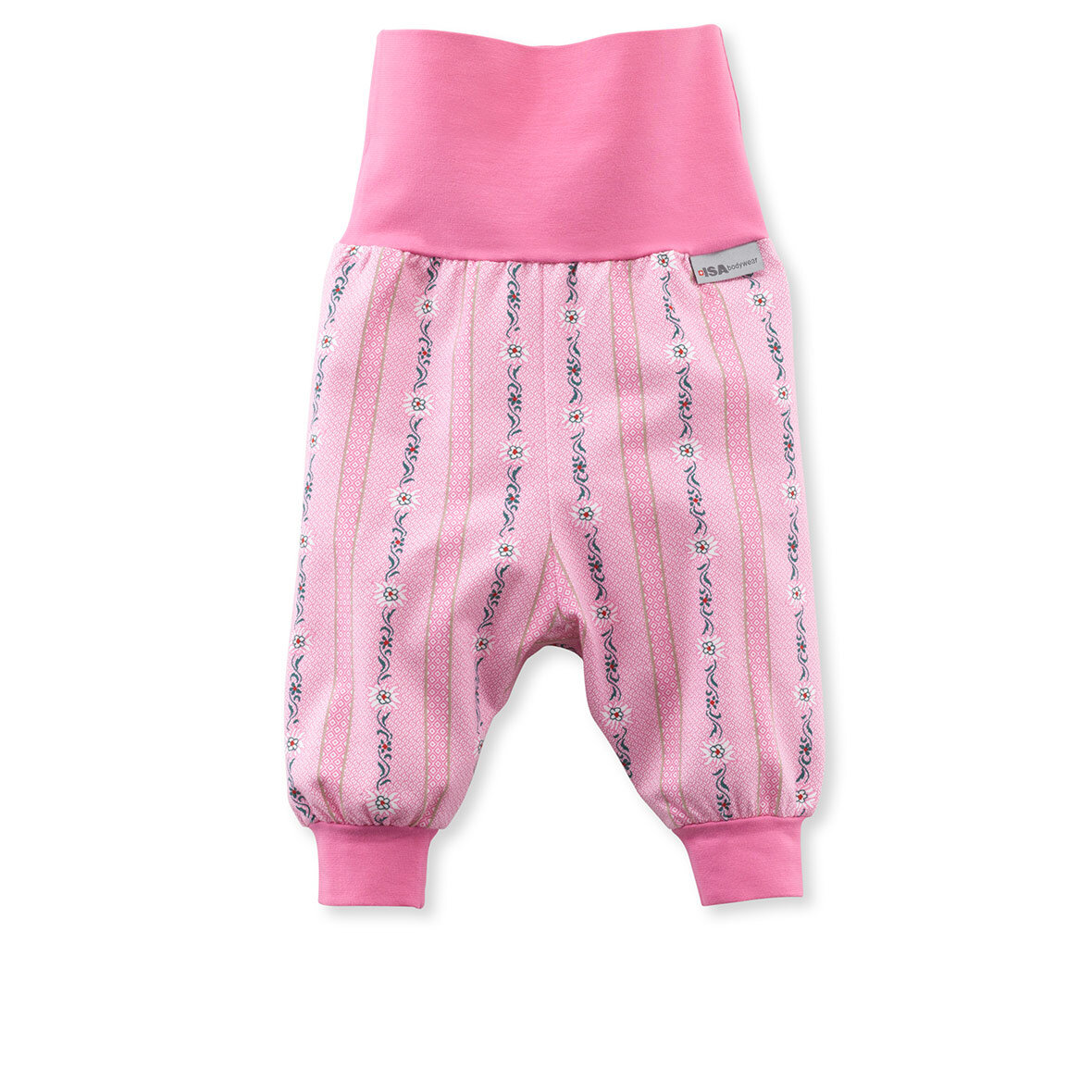 Baby-Hosen rosa mit Edelweiss-Motiv baby hosen rosa band isa bodywear