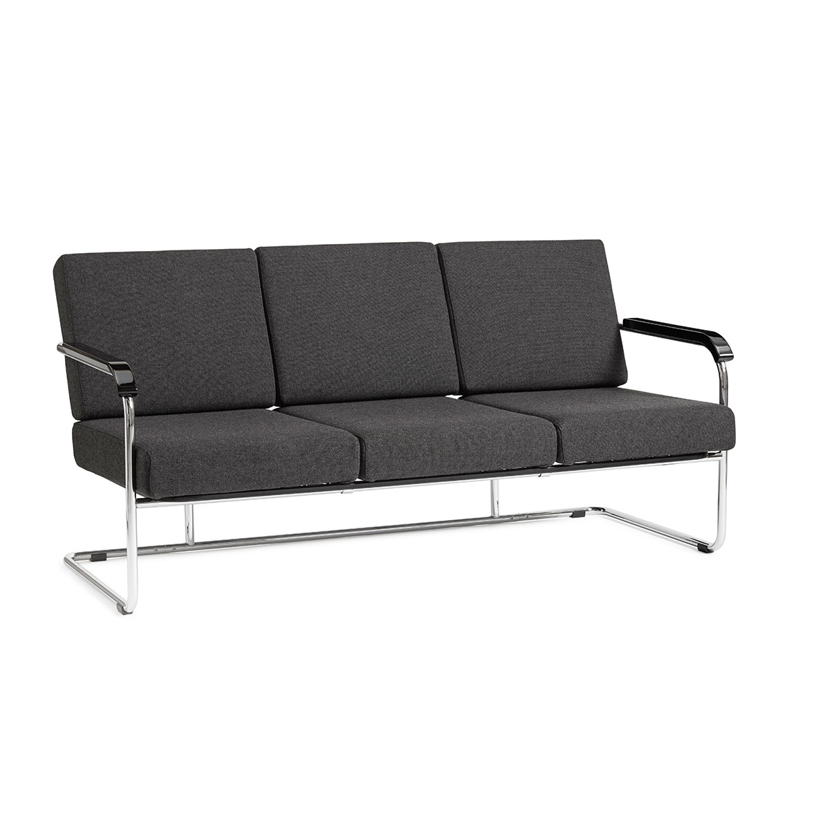 Moser Sofa 1438 moser sofa stoff grau armlehne holz tiefschwarz embru