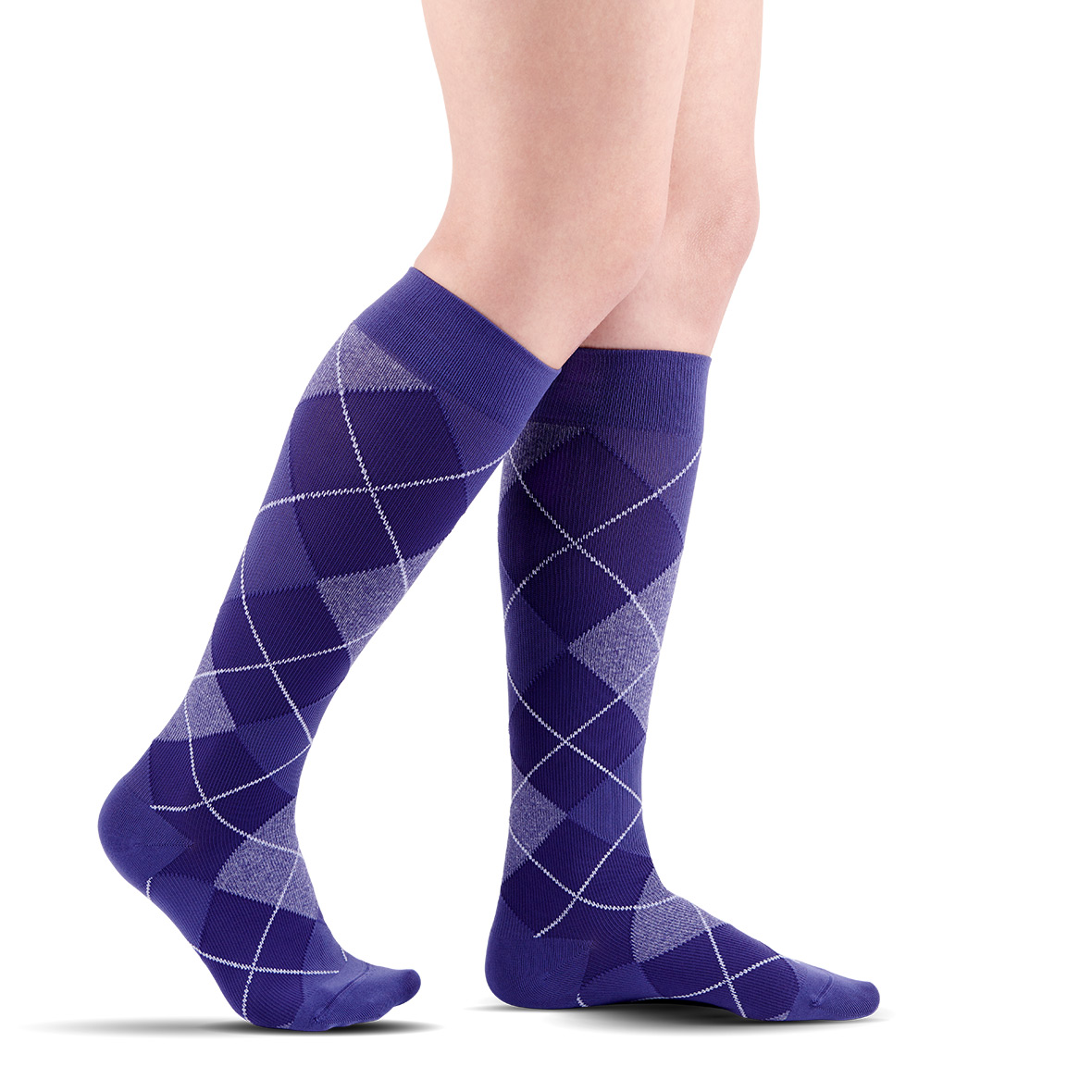 Kompressionssocken Frauen Purple Argyle kompressionssocken microfiber shades purple argyle violette sigvaris