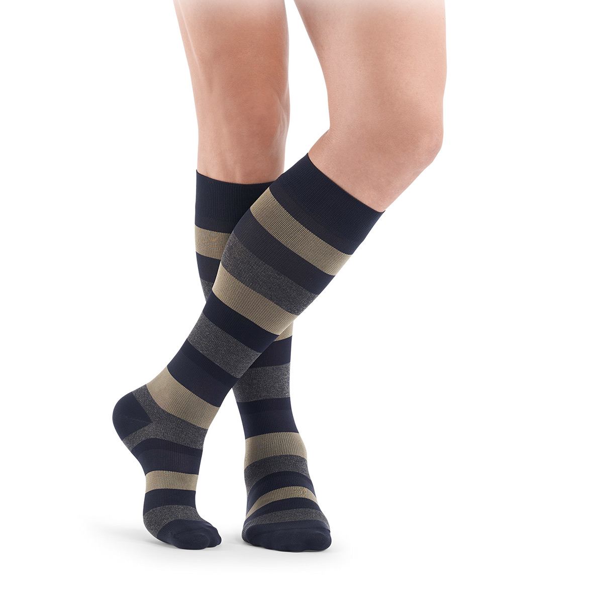 Kompressionssocken Männer Dark Navy Stripe kompressionssocken microfiber shades men dark navy stripe sigvaris