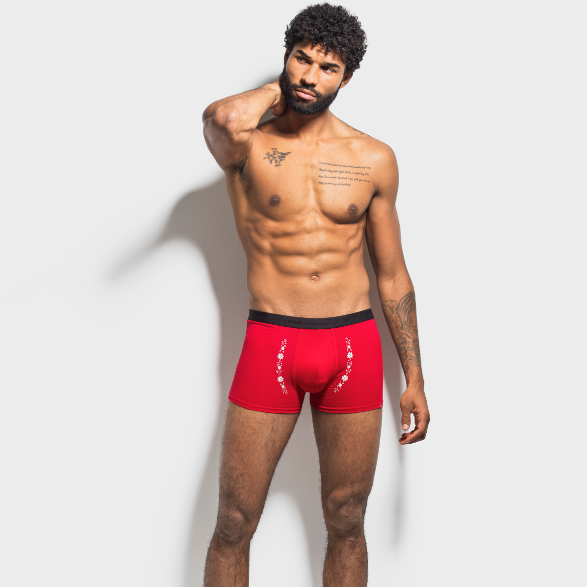 Herren-Panty mit Edelweiss-Motiv herren panty andy rot schwingerkollektion 2022 isa bodywear