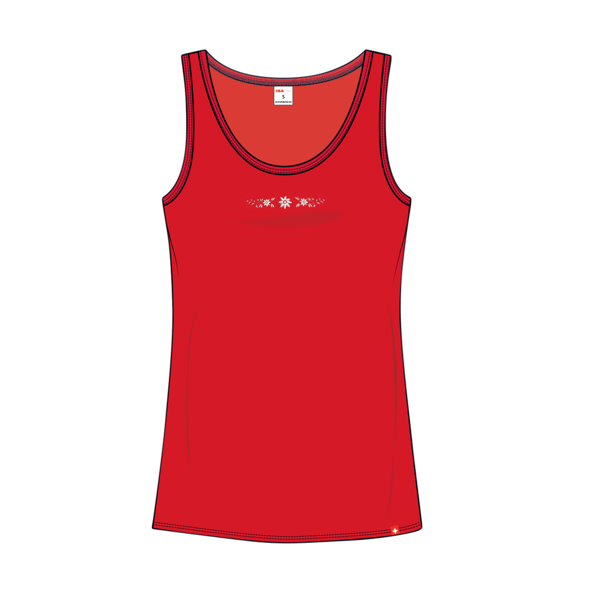 Damen-Trägertop mit Edelweiss-Motiv tank top rot schwinger kollektion isa bodywear