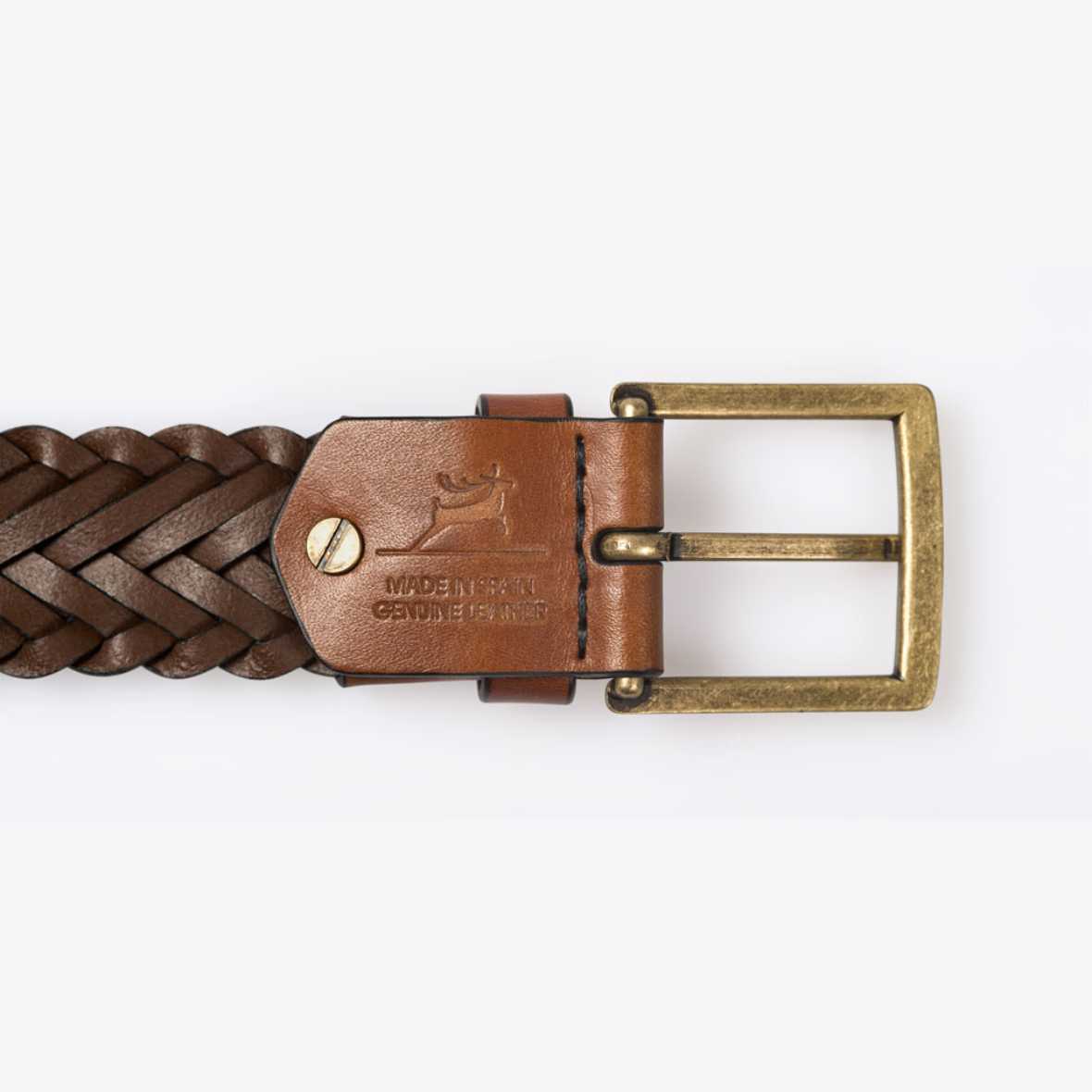 Ledergürtel geflochten lederguertel braun back rothirsch