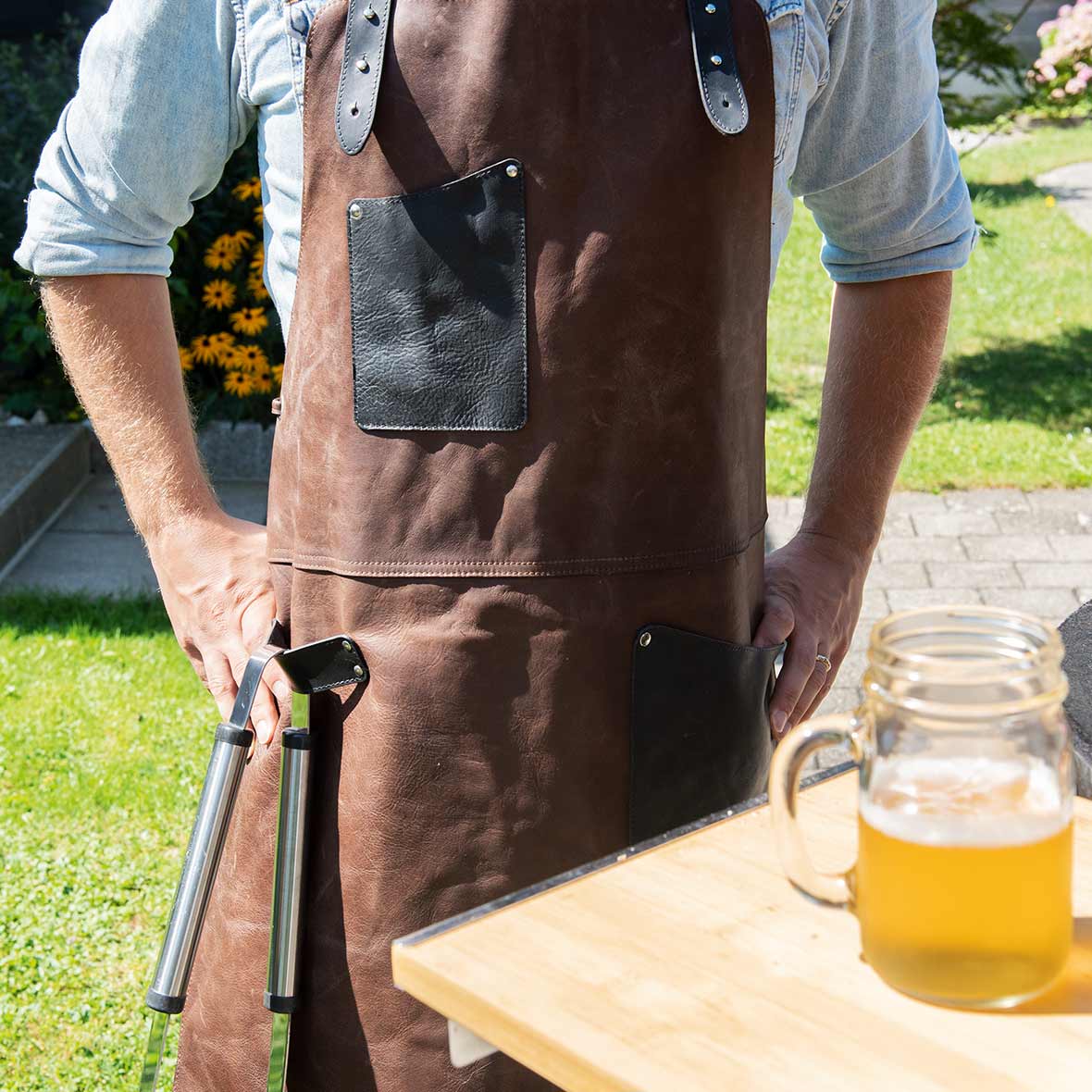 Grillschürze leder grillschuerze braun schwarz jaund