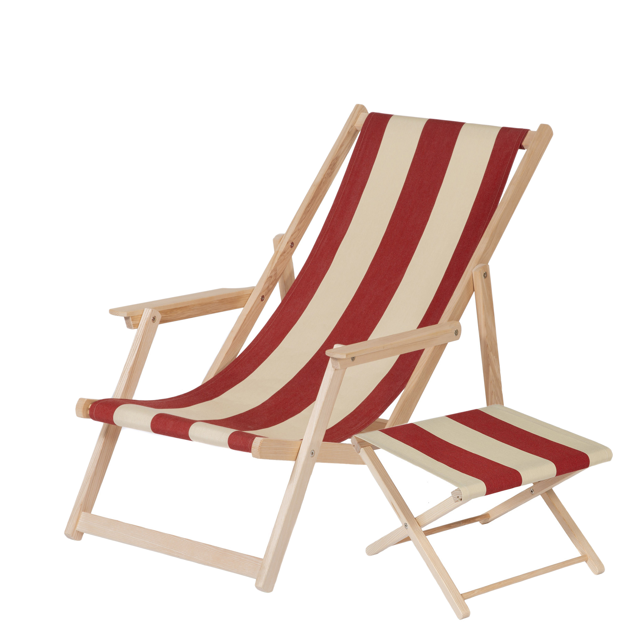 Liegestuh mit Hocker und Stoffbezug Farbe rot ecru liegestuh mit hocker und stoffbezug farbe rot ecru