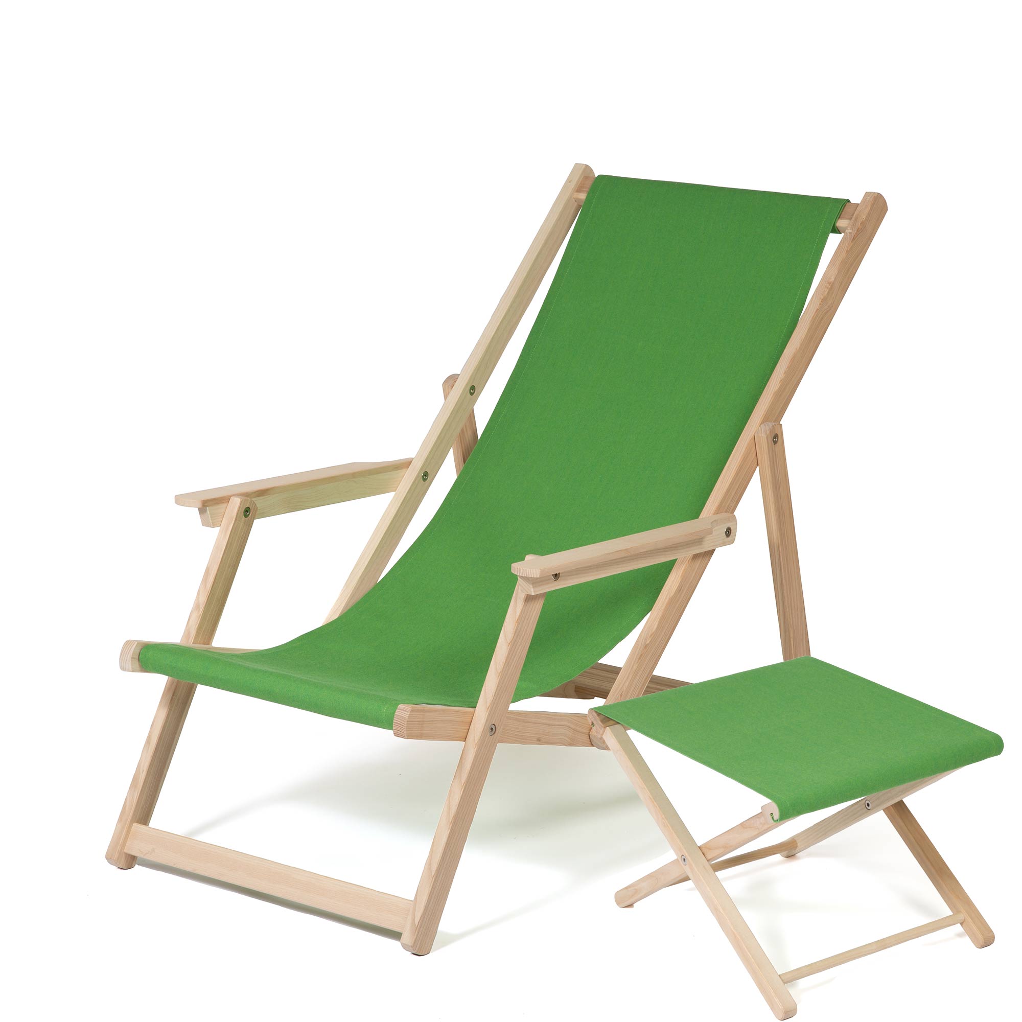 Set-Liegestuhl mit Fusshocker Klassiker liegestuh hocker set gruen contact holz