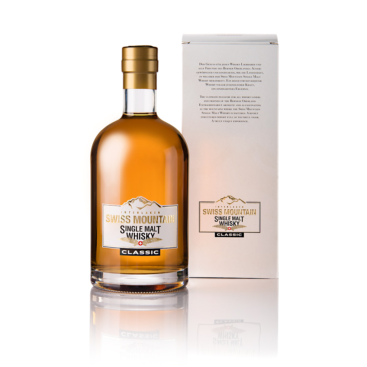 Swiss Mountain Whisky – Classic – 46 Vol.-% swiss mountain whisky classic verpackung rugenbraeu