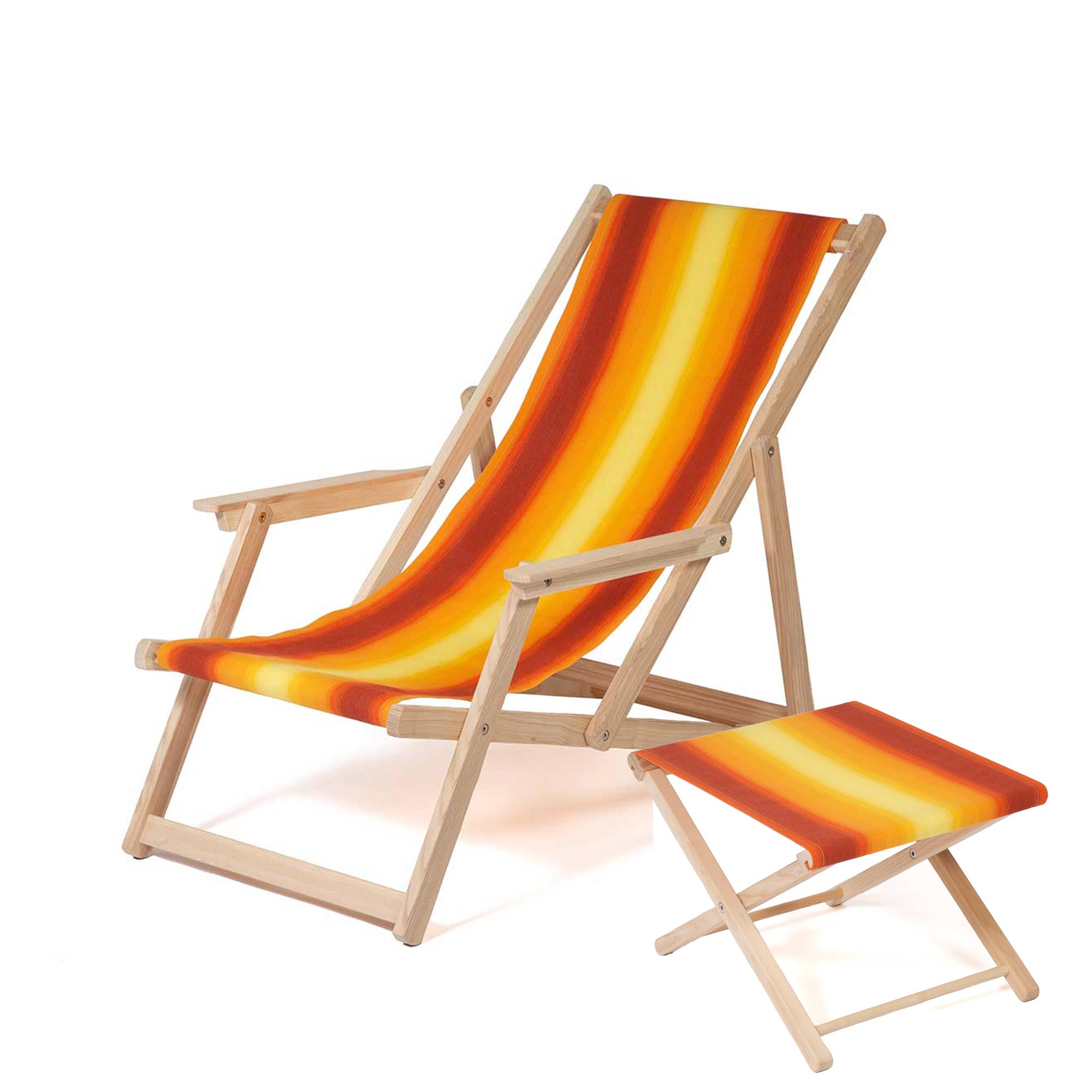 Liegestuh mit Hocker und Stoffbezug Farbe orangerot liegestuh mit hocker und stoffbezug farbe orangerot