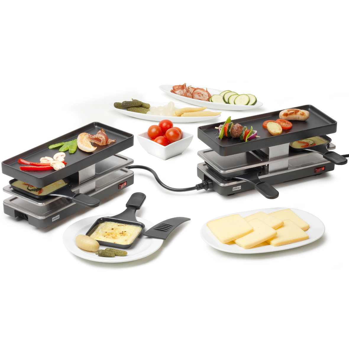 Raclette Grillgerät – Twinboard Basis-Set raclette grillgeraet twinboard anthrazit stoeckli