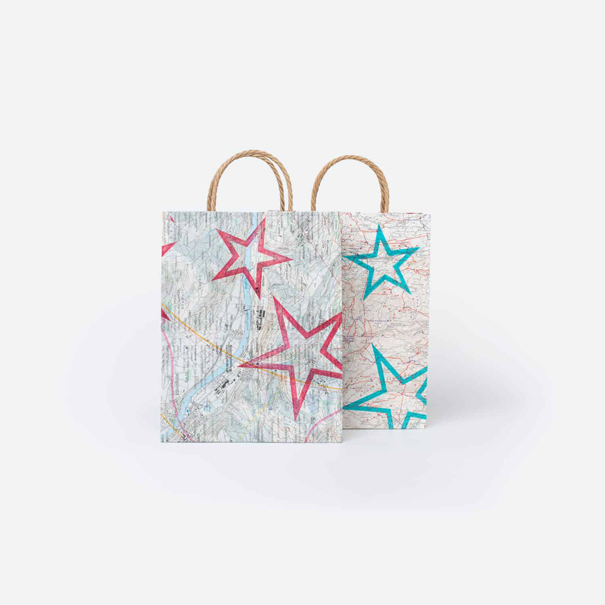 Tragtasche Mapbag Sterne – 5er-Set tragtasche mapbag stern blau pink zsge stiftung