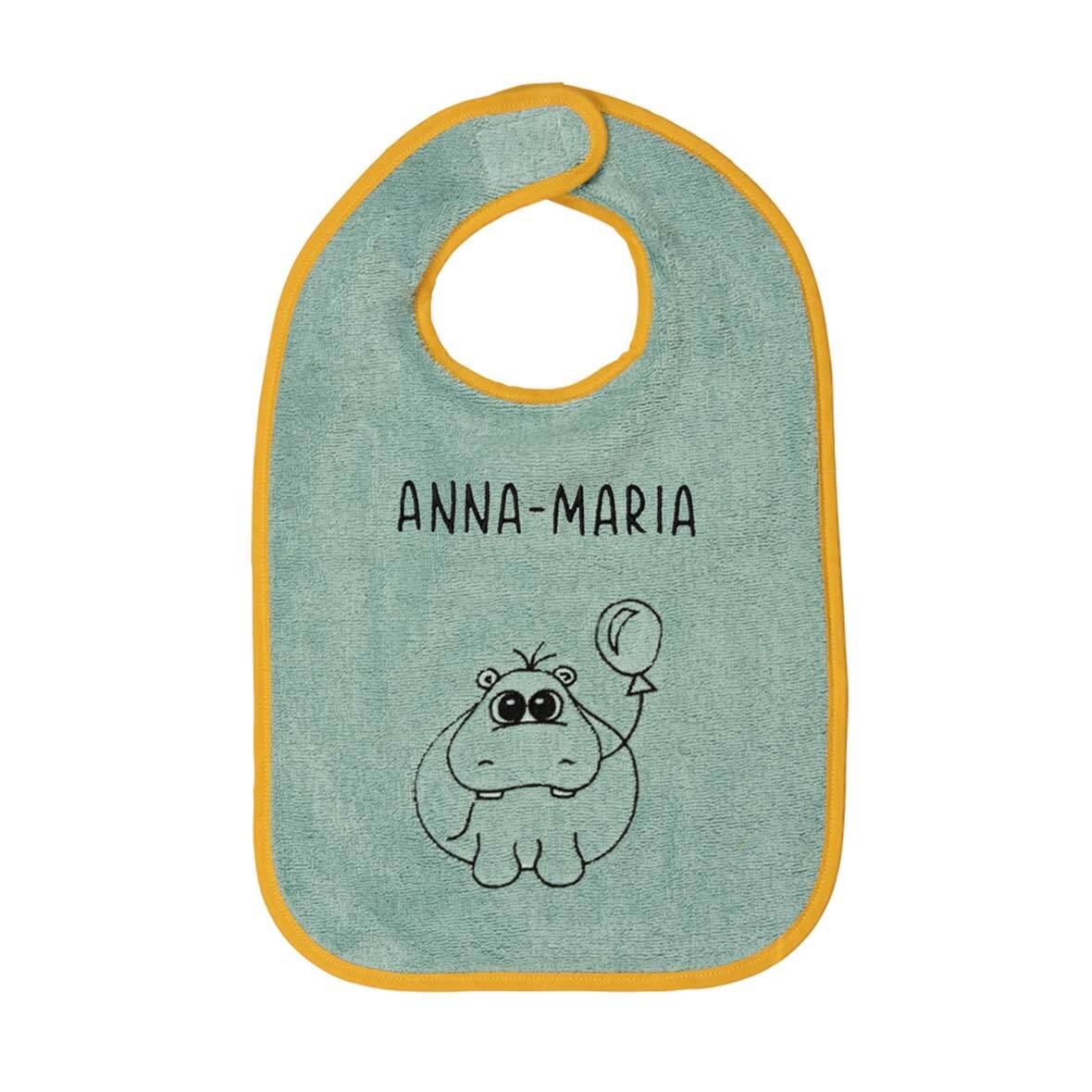 Babylätzchen personalisierbar babylatz artic green hippo personalisiert braendi stiftung