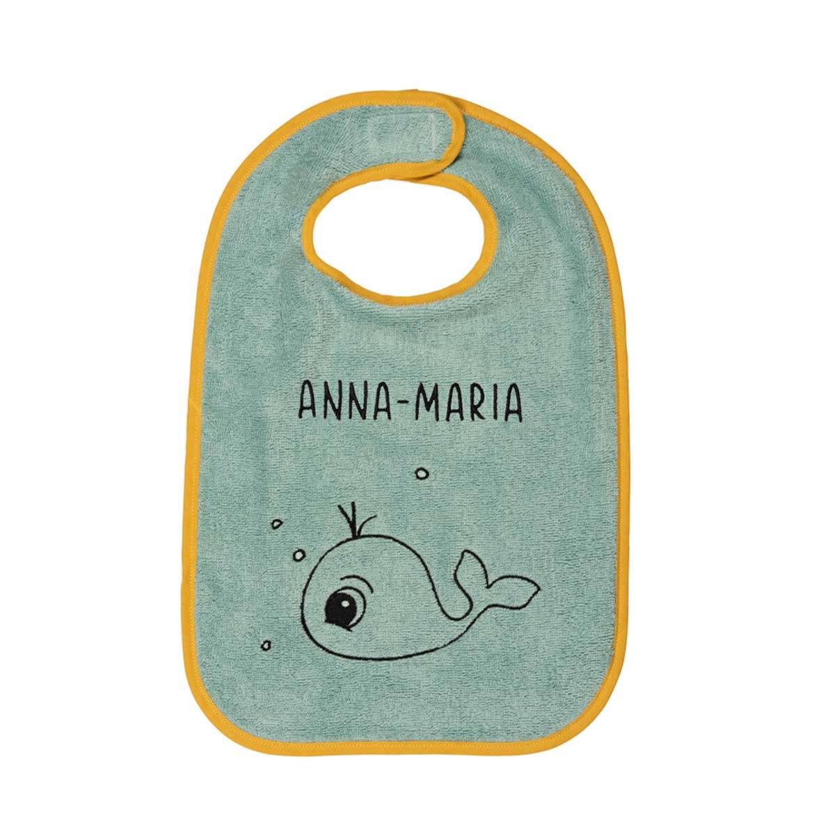 Babylätzchen personalisierbar babylatz frottier artic green wal personalisiert braendi stiftung