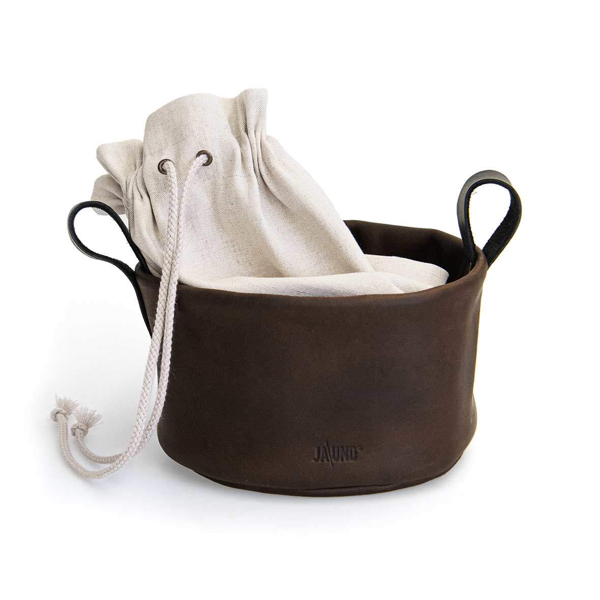 Lederkorb warmhalte-Set lederkorb innensack bio halbleinen jaund