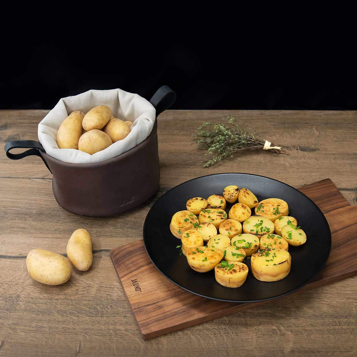 Lederkorb warmhalte-Set lederkorb warmhalteset kartoffeln jaund