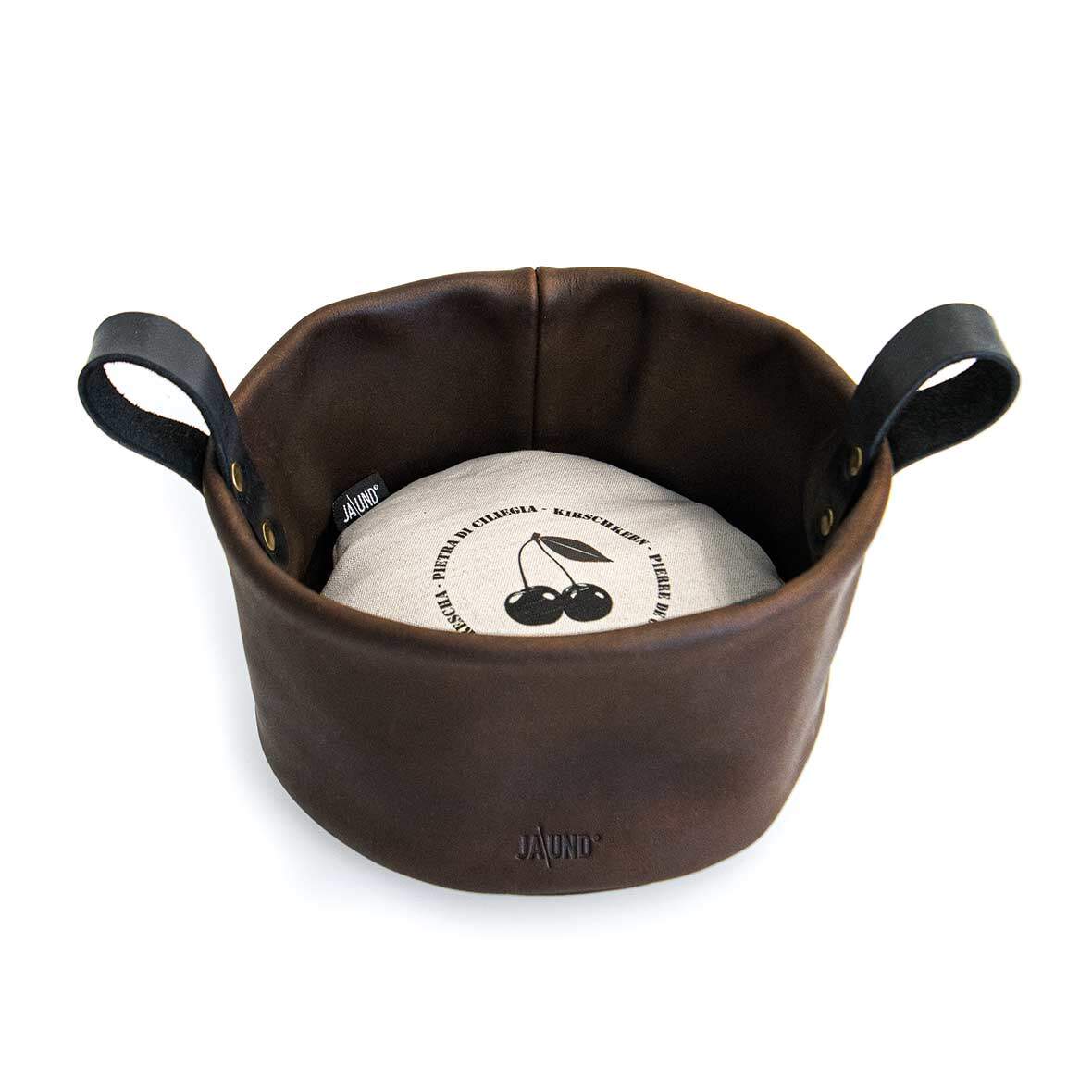 Lederkorb warmhalte-Set lederkorb mit kirschkernsack jaund