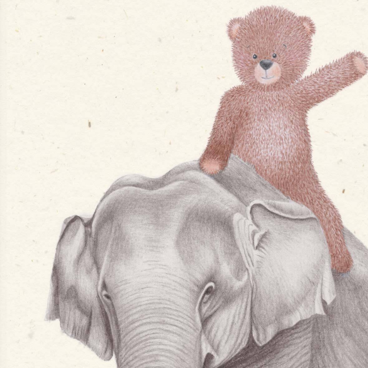 Poster „Teddy und der Elefant“ teddy elefant poster detail janien pfister
