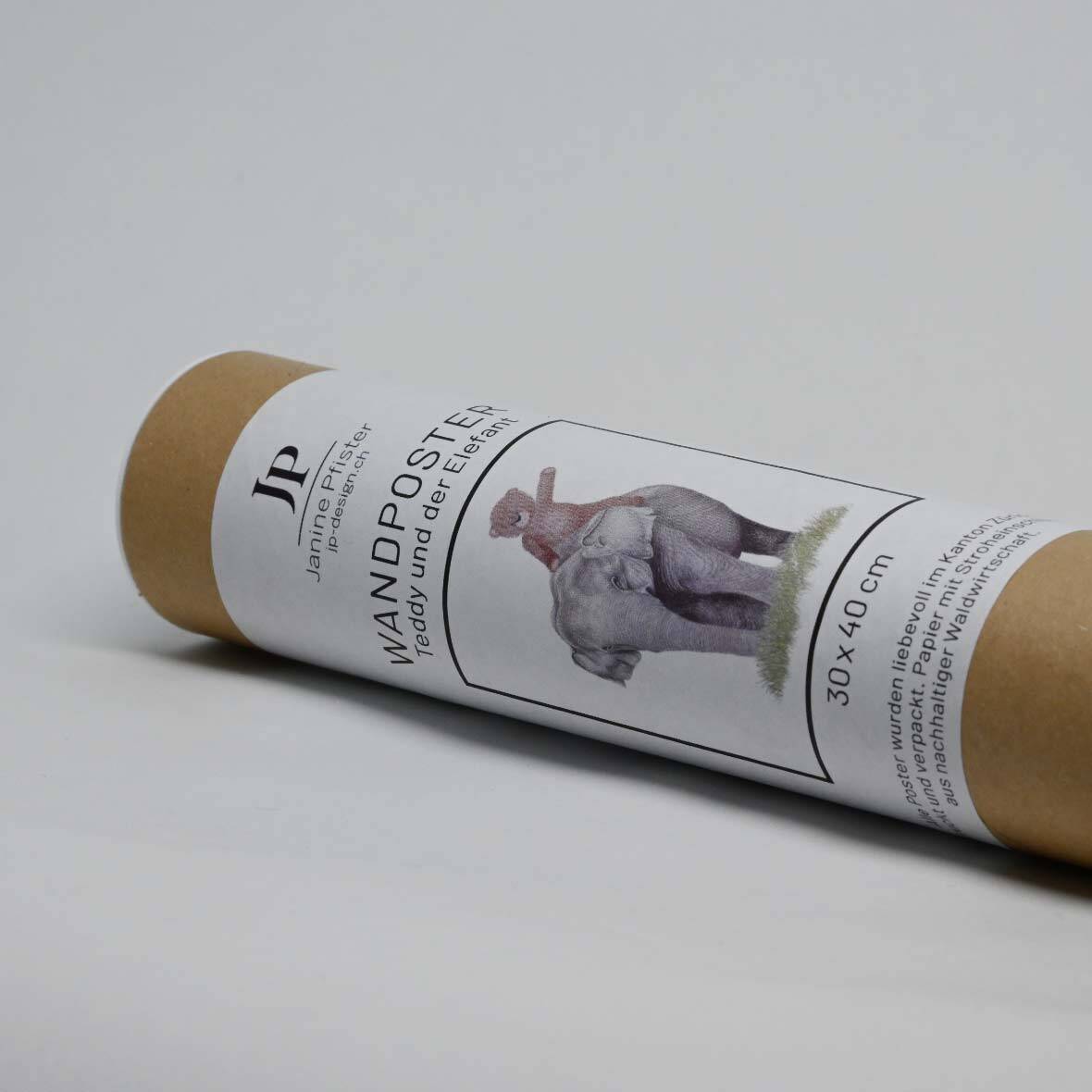 Poster „Teddy und der Elefant“ teddy elefant poster elefant roehre janine pfister