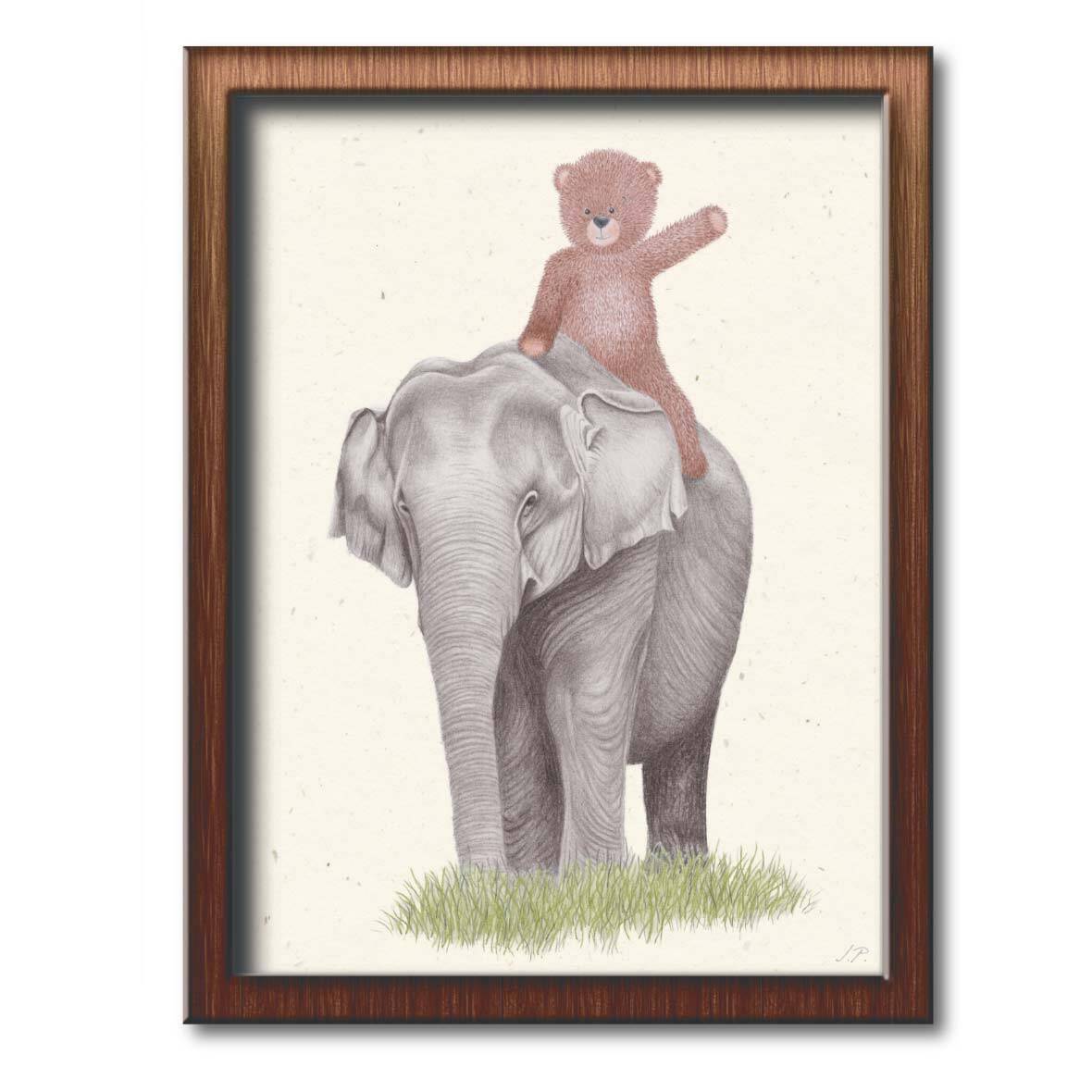 Poster „Teddy und der Elefant“ teddy elefant poster rahmen janinie pfister