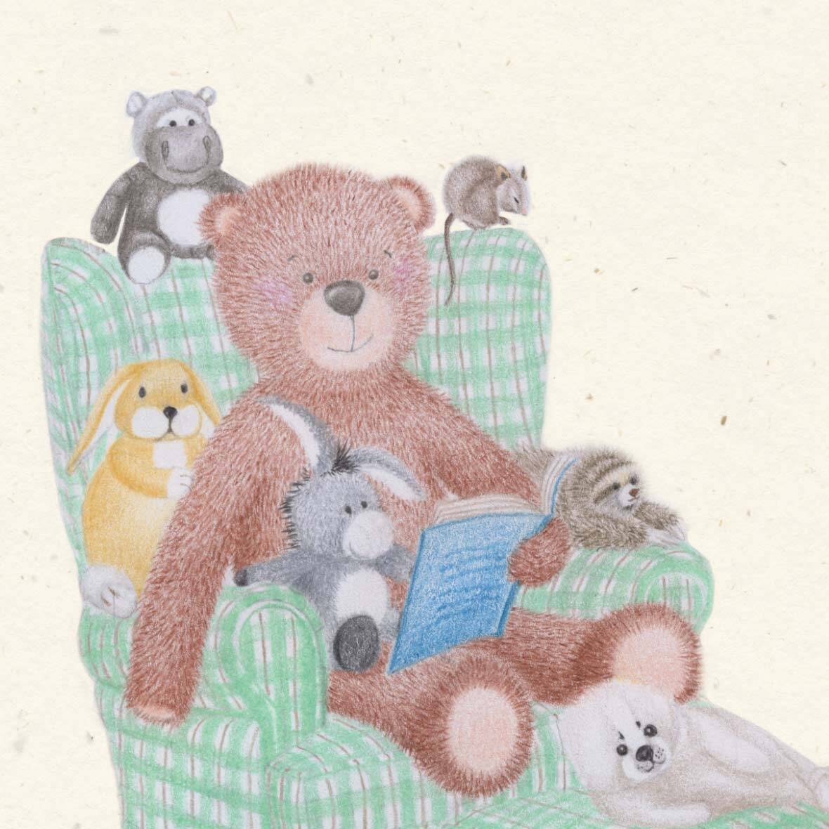 Poster „Teddy liest vor“ teddy liest poster detail janinie pfister