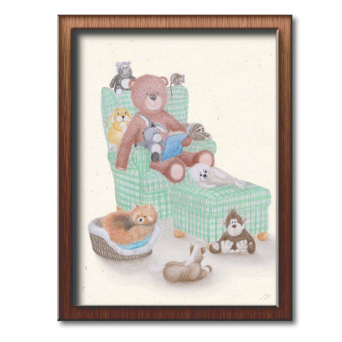 Poster „Teddy liest vor“ teddy liest poster rahmen janinie pfister