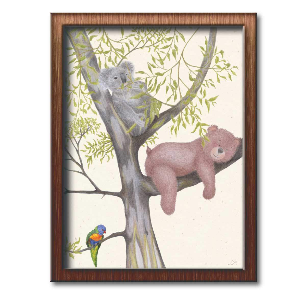 Poster „Teddy und der Koalabär“ teddy und koalabaer poster baum janine pfister
