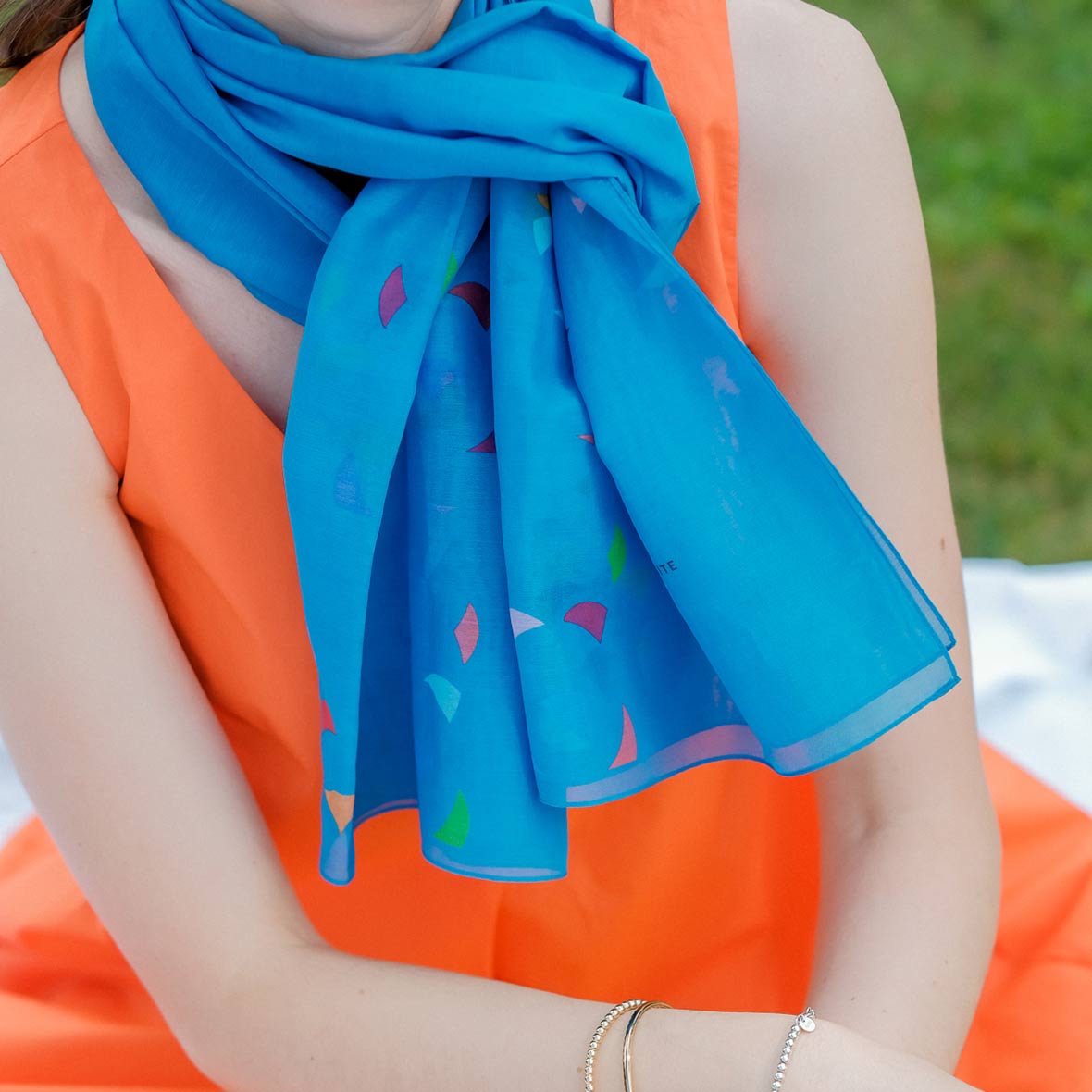 Leichtes Sommerfoulard – Color Blocks foulard color blocks cyan mookaite