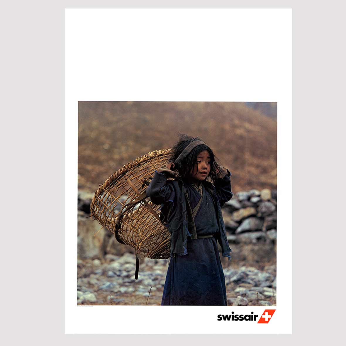 Original Airline – Plakate Swissair Mädchen mit Korb plakat swissari 1982 maedchen wolfensberger