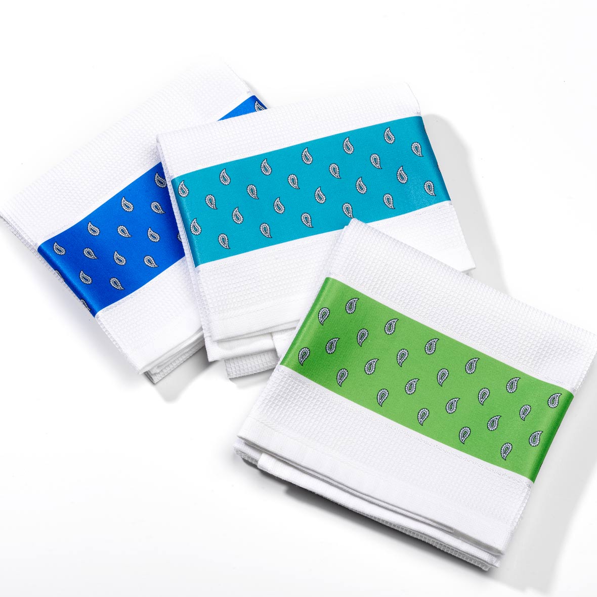 Waffeltuch mit Paisleybordüre handtuch blau toene glarner tuechli