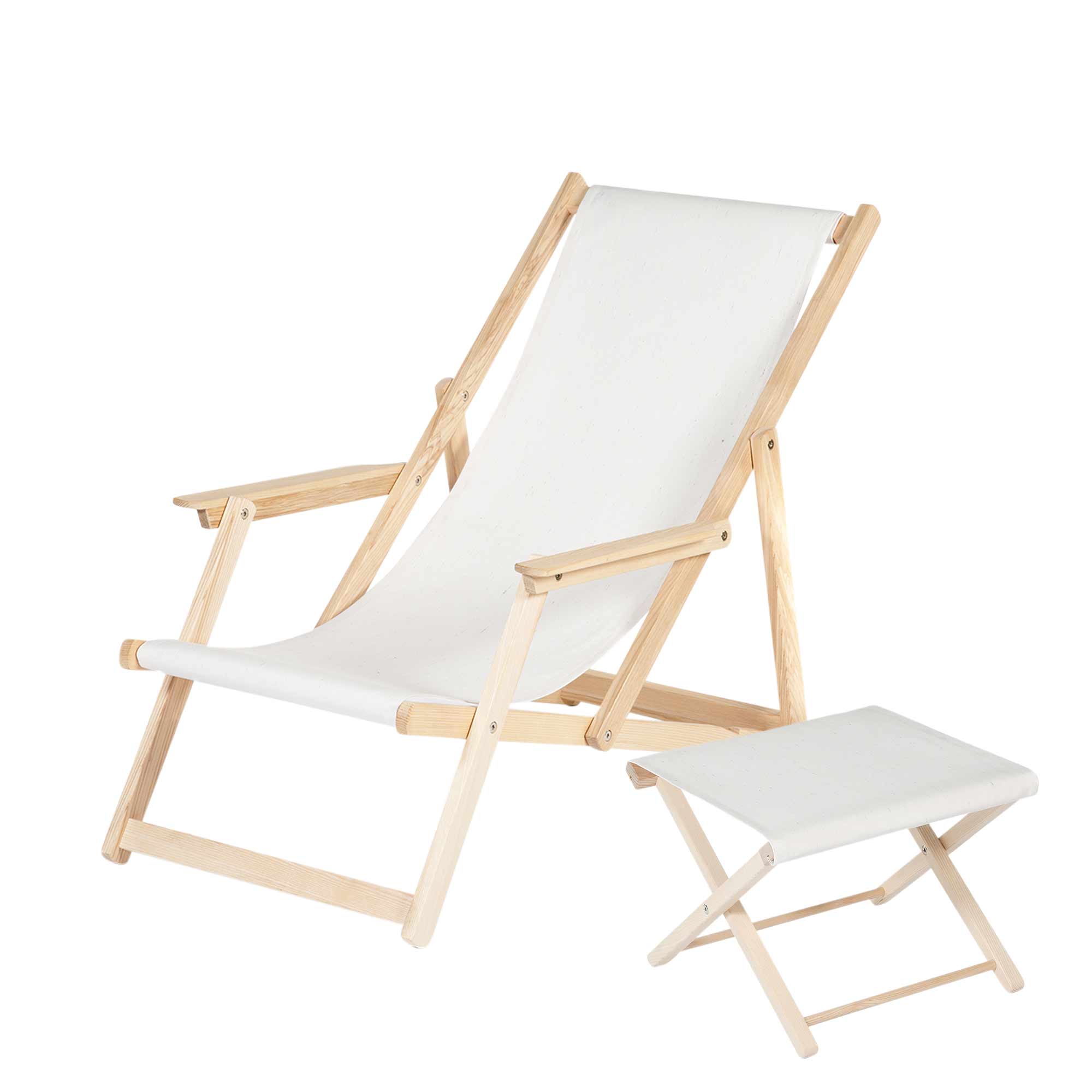 Set-Liegestuhl mit Fusshocker Klassiker liegestuh hocker set mood contact holz