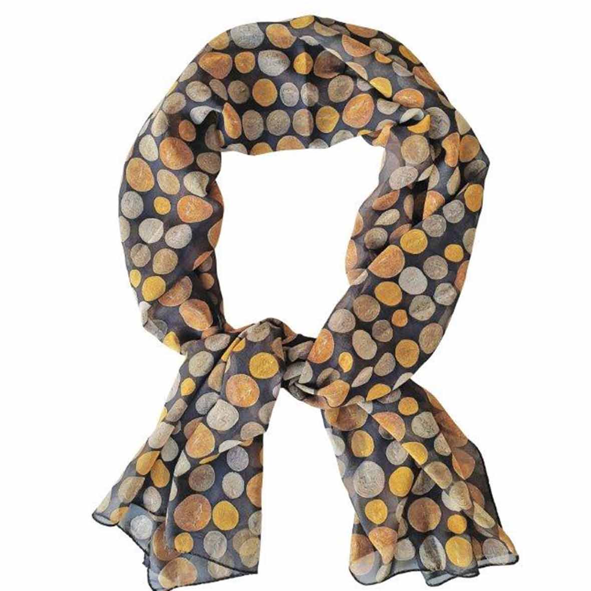 Seidenschal Münze foulard muenzen schwarz landesmuseum