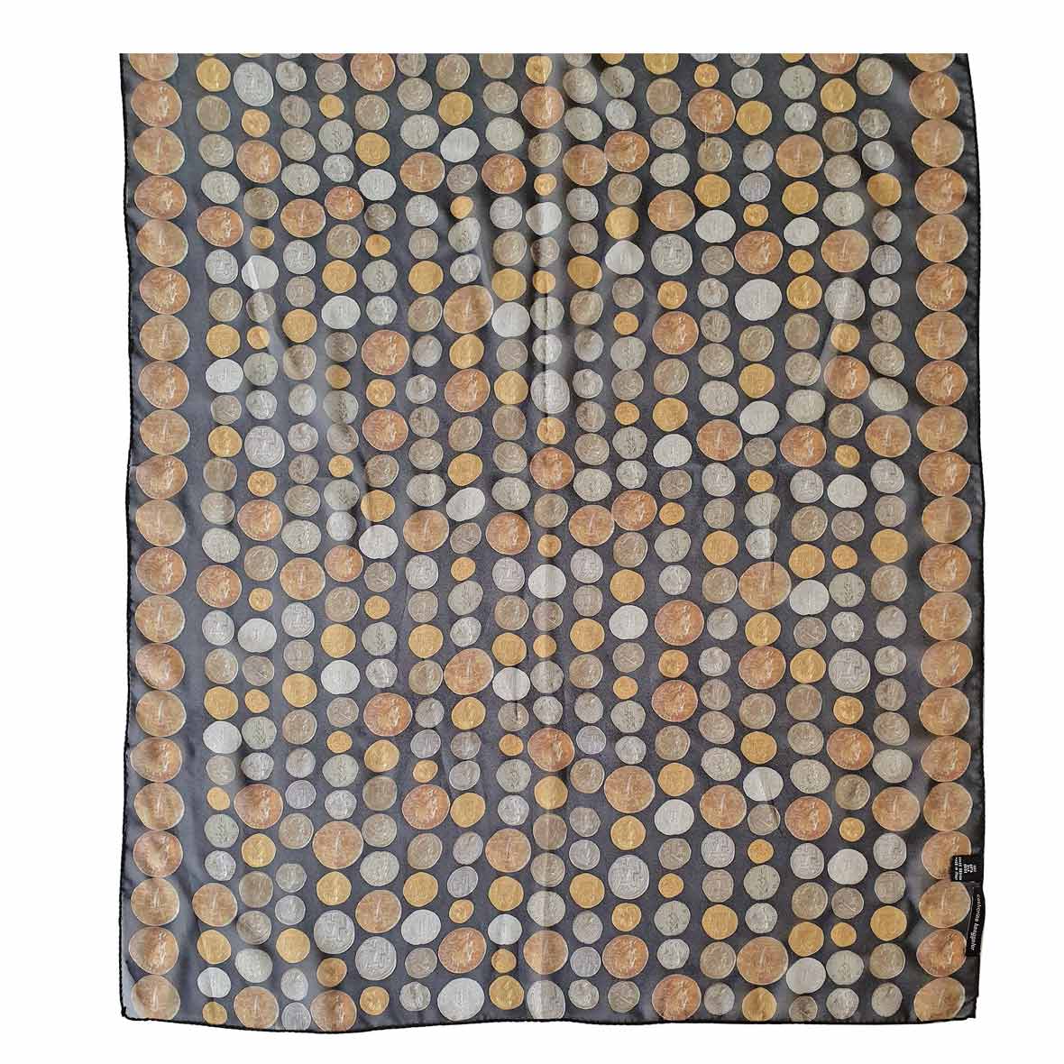 Seidenschal Münze foulard muenzen mood schwarz landesmuseum
