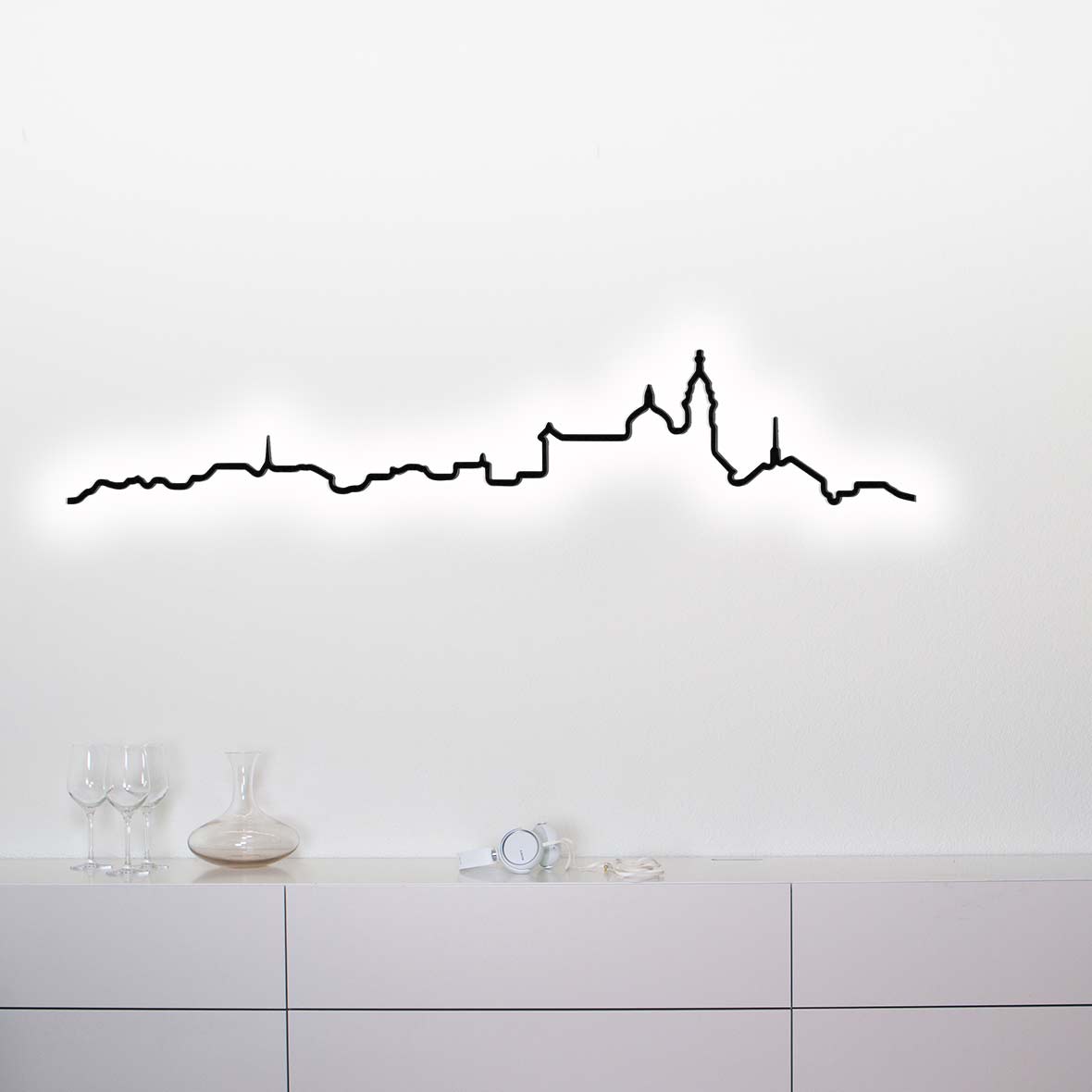 Skyline-Wandleuchte Solothurn Schwarz skyline solothurn schwarz beleuchtet design