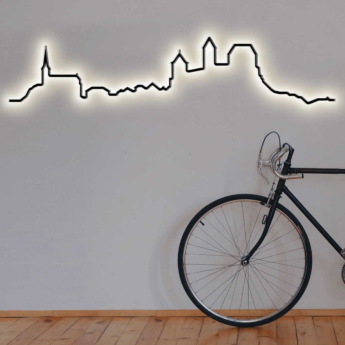 Skyline-Wandleuchte Burgdorf Schwarz skyline burgdorf schwarz beleuchtet design