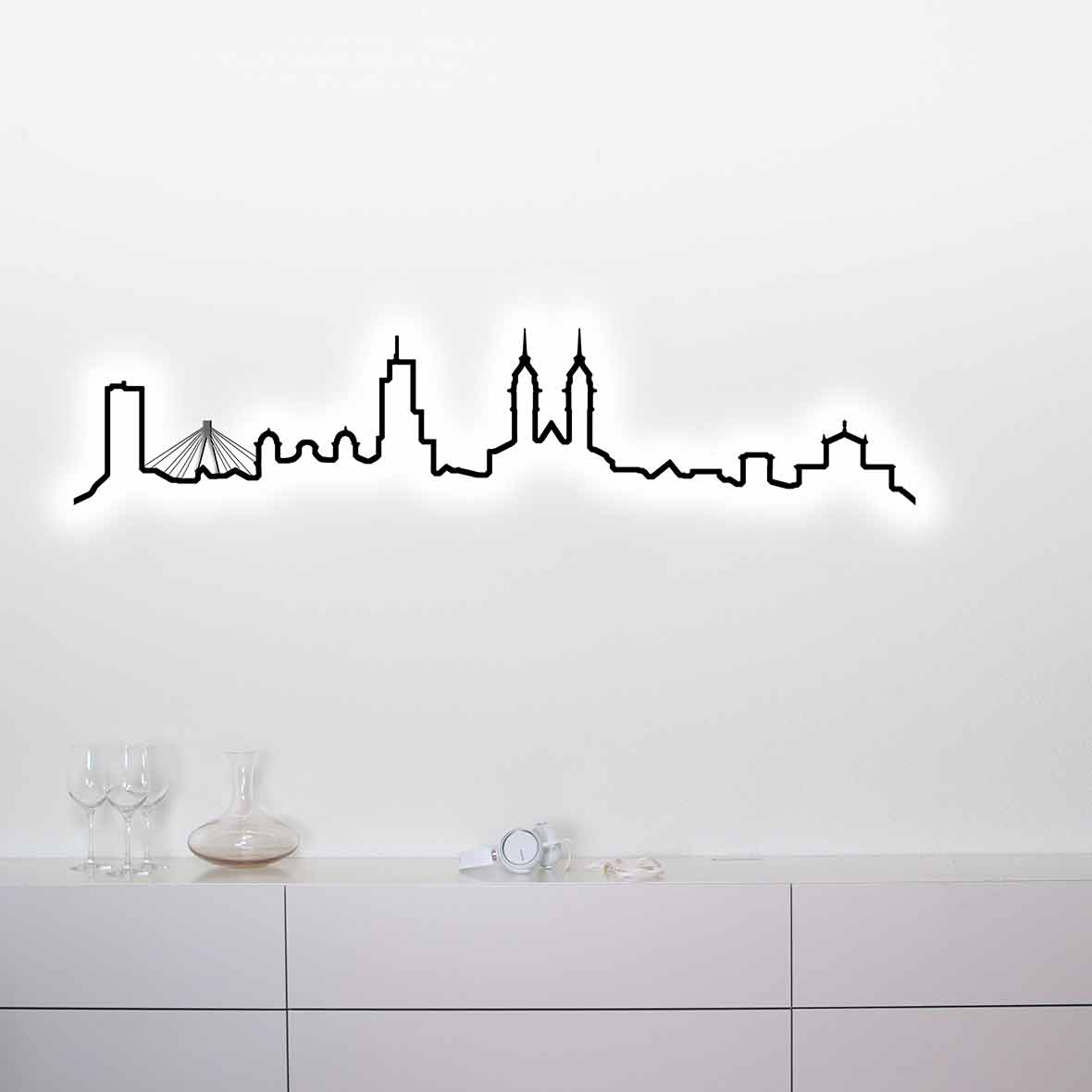 Skyline-Wandleuchte Winterthur Schwarz skyline wandleuchte winterthur beleuchtet design